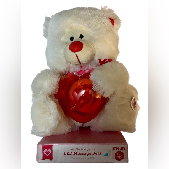 Cuddly White Teddy Bear with Red Nose and Light-Up Singing Heart - Picture 11 of 11